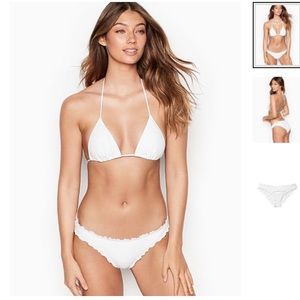 White Ruffle-Edge Cheeky Swim Bottoms
